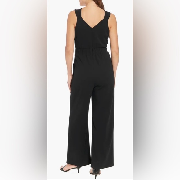 London Times Tie Waist Sleeveless Wide Leg Jumpsuit, Size 12, BLACK, NWT - Picture 3 of 4